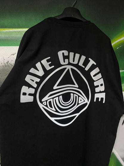 Oversize Black T-shirt 'Rave Culture' Oversize Siyah Tişört