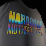 OUTLET - WHITE OVERSIZE T-SHIRT 'HARDCORE MOTHERFUCKER' RAINBOW REFLECTIVE