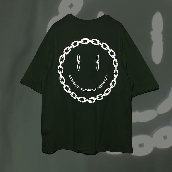 GREEN OVERSIZE T-SHIRT 'ACID CHAIN' REFLECTIVE 'LIMITED EDITION'