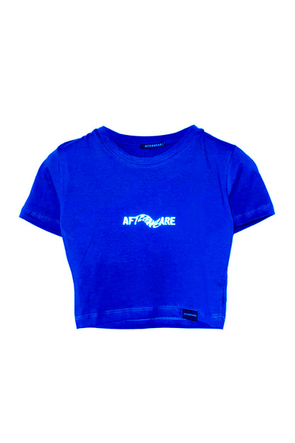 Reflektör Baskılı Mavi Crop Tişört - Techno Revolution | Blue Crop T-shirt.