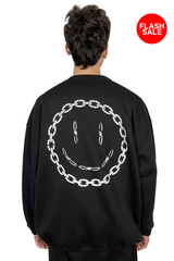 Unisex Siyah Oversized Sweatshirt – 'ACID CHAIN' reflective flash sale