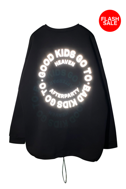 Siyah Oversized Sweatshirt 'HEAVEN OR AFTERPARTY' Reflective flash sale.