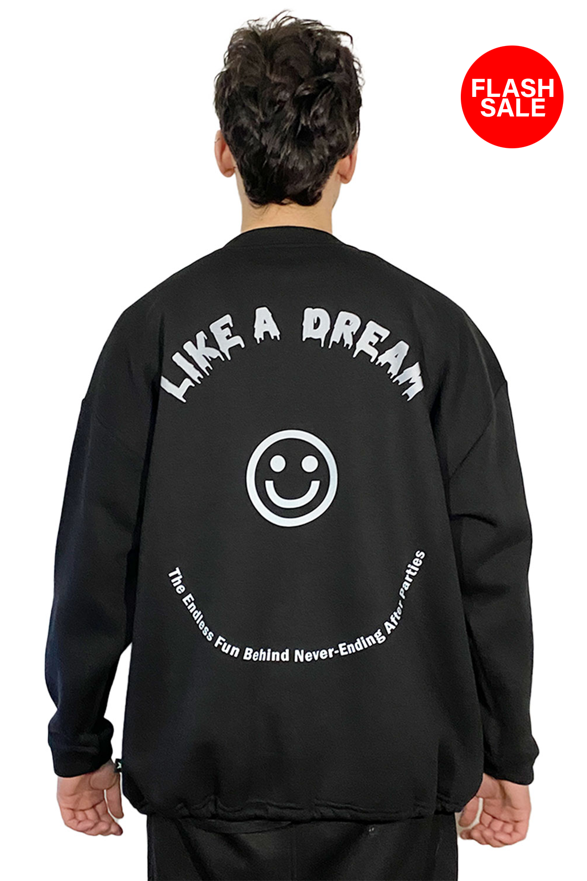 Unisex Siyah Oversized Sweatshirt – 'LIKE A DREAM' reflective flash sale.