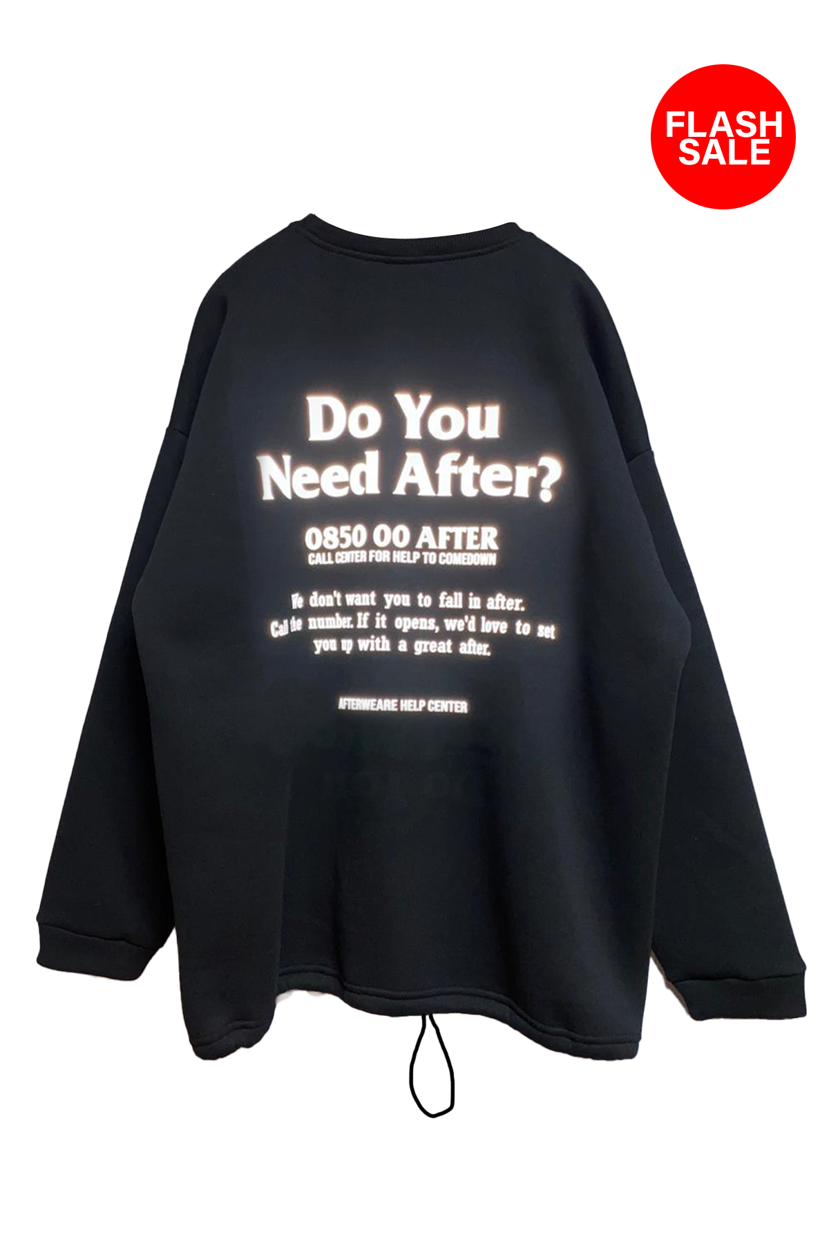 Unisex Siyah Oversized Sweatshirt – 'DO YOU NEED AFTER' reflective flash sale.