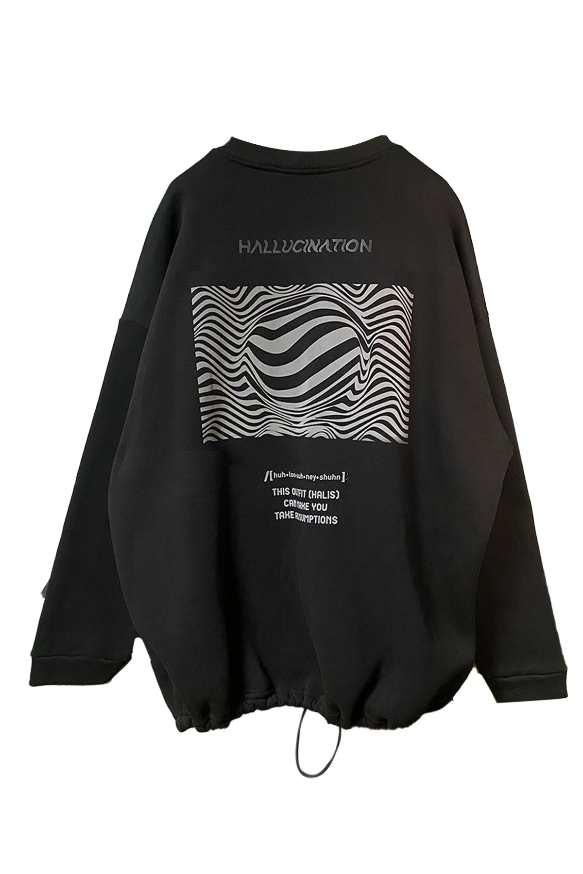 OVERSIZE BLACK SWEATSHIRT 'HALLUCINATION' REFLECTIVE.