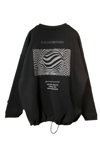 OVERSIZE BLACK SWEATSHIRT 'HALLUCINATION' REFLECTIVE.