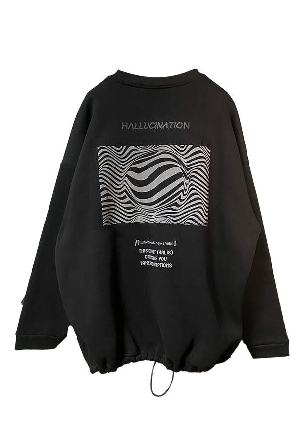 OVERSIZE BLACK SWEATSHIRT 'HALLUCINATION' REFLECTIVE