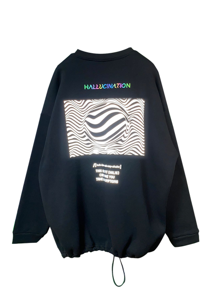 OVERSIZE BLACK SWEATSHIRT 'HALLUCINATION' REFLECTIVE.