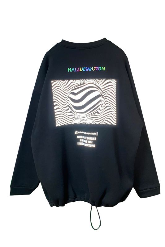 OVERSIZE BLACK SWEATSHIRT 'HALLUCINATION' REFLECTIVE