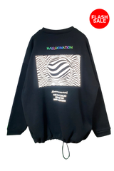 Unisex Siyah Oversized Sweatshirt – 'HALLUCINATION' reflective flash sale