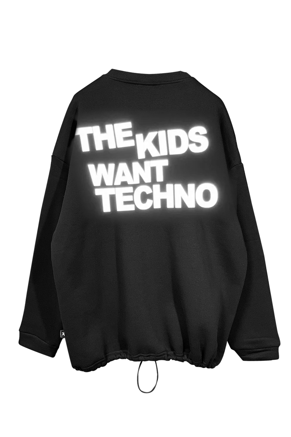 OVERSIZE BLACK SWEATSHIRT 'THE KIDS WANT TECHNO' REFLECTIVE