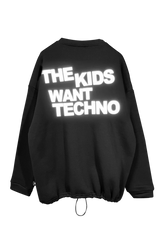 OVERSIZE BLACK SWEATSHIRT 'THE KIDS WANT TECHNO' REFLECTIVE