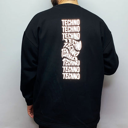 OVERSIZE BLACK SWEATSHIRT 'TECHNO REVOLUTION' REFLECTIVE.