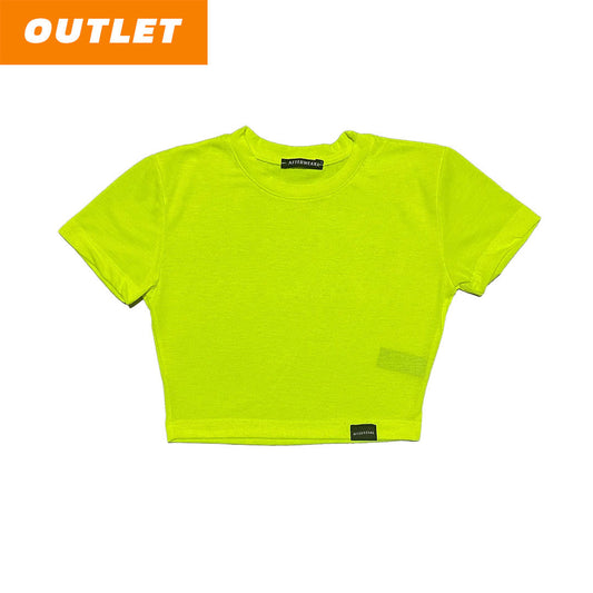 Reflektör baskılı Neon Sarı crop tişört -  reflective print Neon Yellow crop top