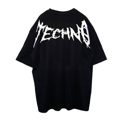 OVERSIZE BLACK T-SHIRT 'I AM TECHNO BIG BACK' REFLECTIVE