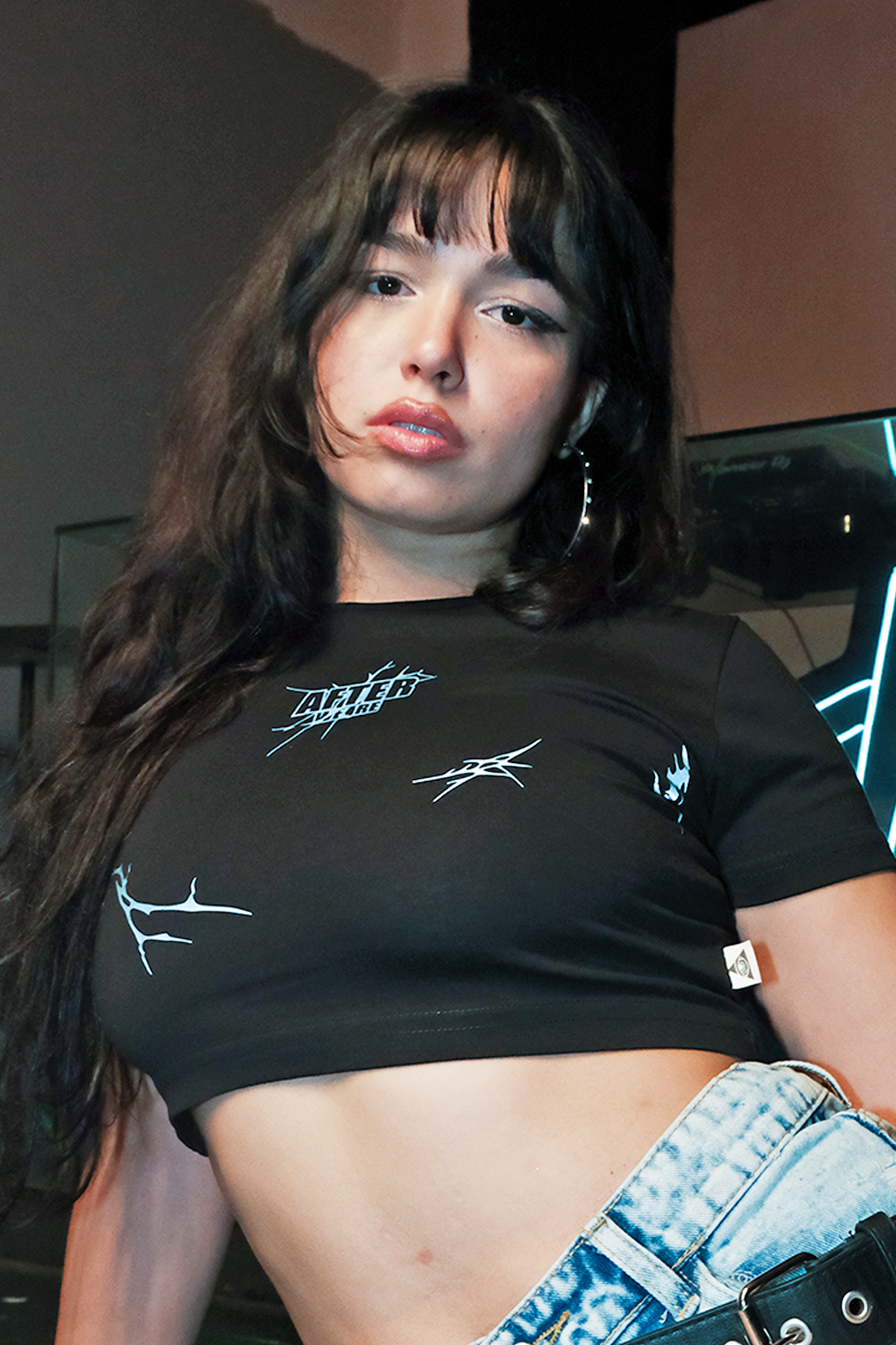 Siyah Crop Tişört 'BONE AND AFTERWEARE' Black Crop T-shirt