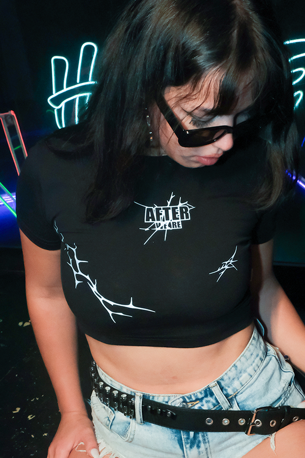 Siyah Crop Tişört 'BONE AND AFTERWEARE' Black Crop T-shirt