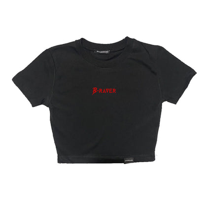 Siyah Crop Tişört 'B-RAVER' - Black Crop T-shirt