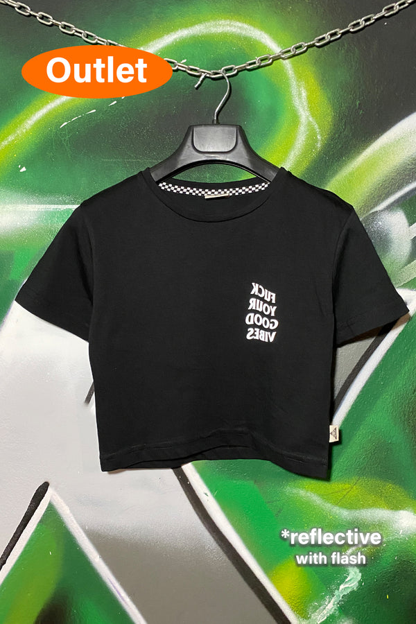 OUTLET - Siyah Crop Tee - Fuck Your Good Vibes