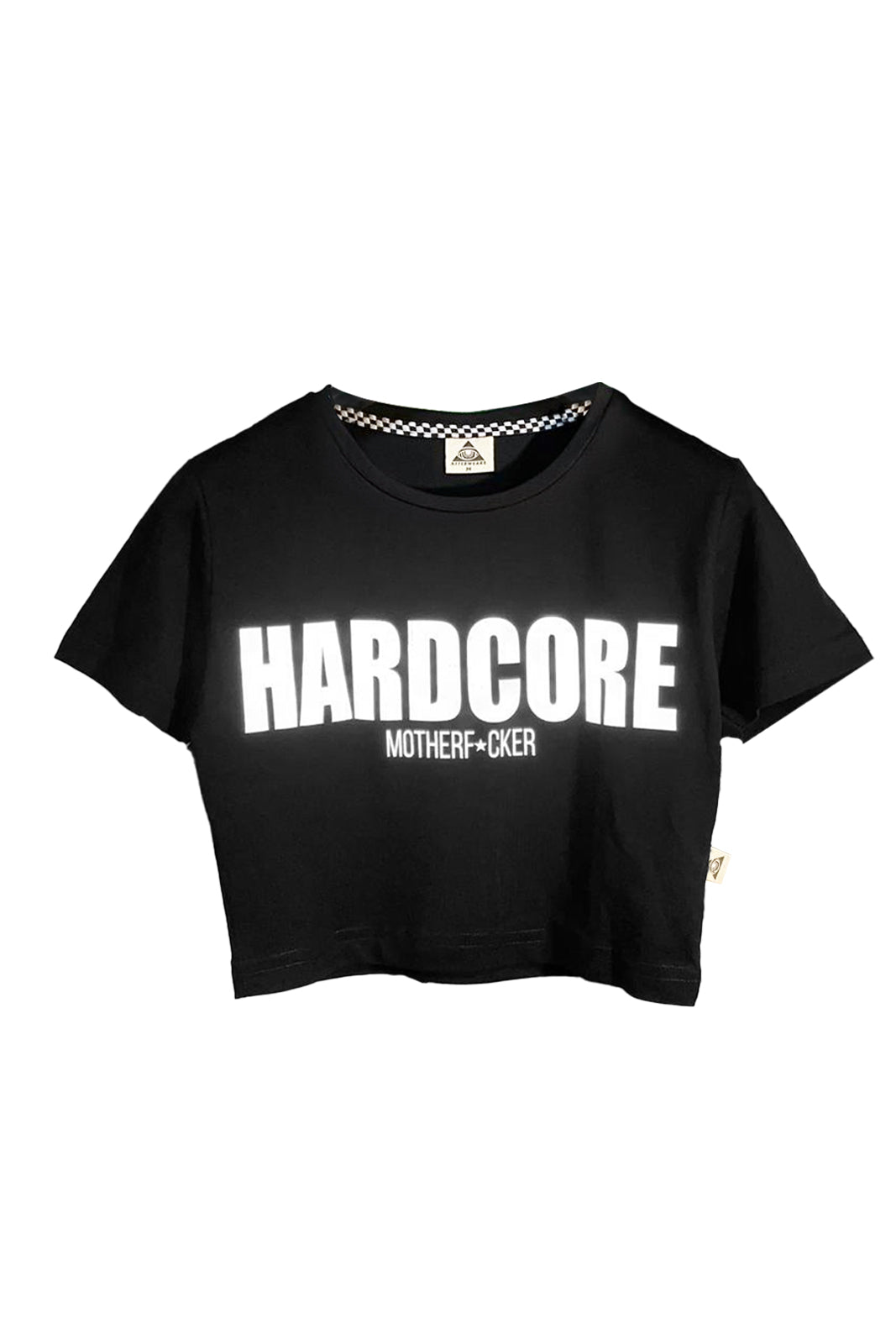 siyah crop tişört hardcore baskili - black crop t-shirt reflective