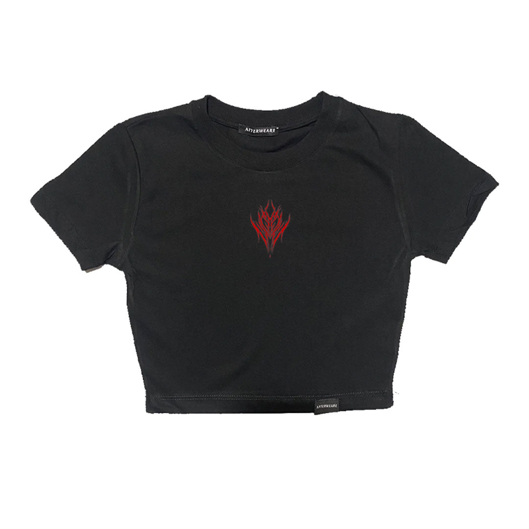 Siyah Crop Tişört - TECHNO DEMONS | B-RAVER Black Crop T-shirt