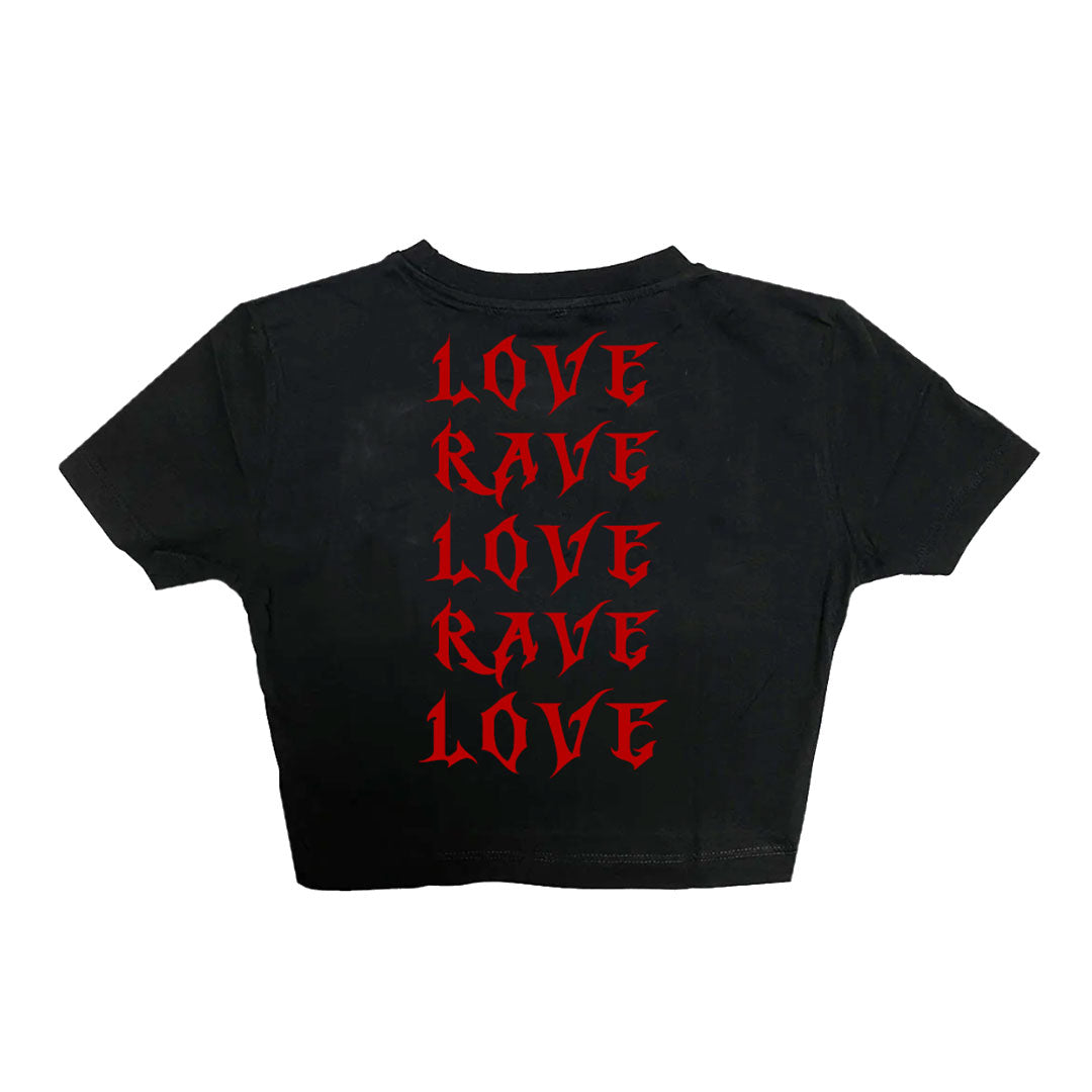 Siyah Crop Tişört - RAVE LOVE | B-RAVER Black Crop T-shirt