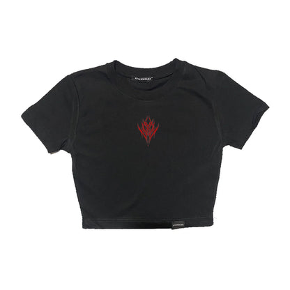 Siyah Crop Tişört - RAVE IN HELL | B-RAVER Black Crop T-shirt