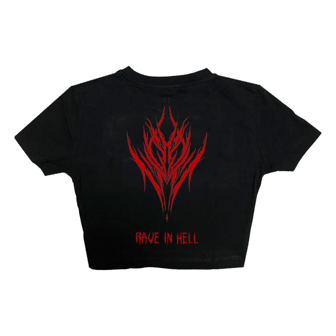 Siyah Crop Tişört - RAVE IN HELL | B-RAVER Black Crop T-shirt