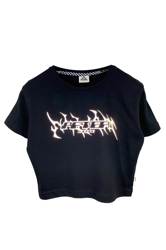 Siyah Crop Tişört - Afterweare | Reflective Black Crop T-shirt.