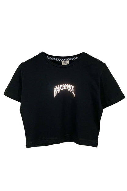 Siyah Crop Tişört - Hardcore Wings | Reflective Black Crop T-shirt.