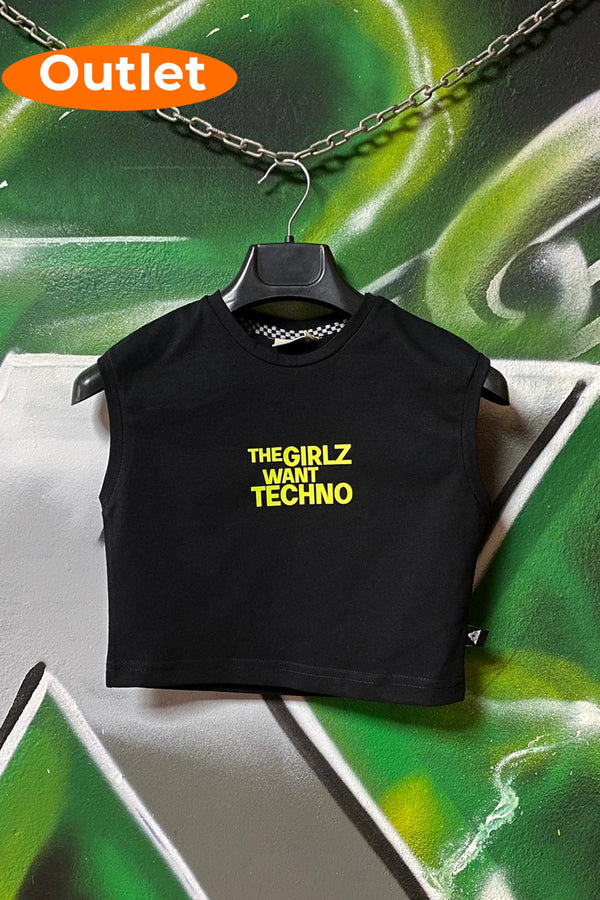 OUTLET - Siyah Crop Top - The Girlz Want Techno