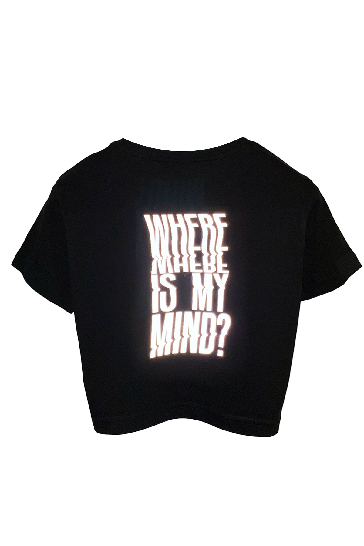 Siyah Crop Tişört - Where is My Mind? | Reflective Black Crop T-shirt.