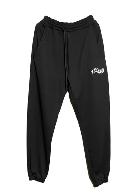 Siyah Eşofman Altı Techno 01 - Unisex Rahat ve Şık Günlük Giyim. - techno baskılı siyah erkek eşofman altı jogger
