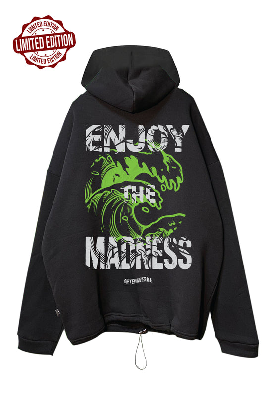 Siyah Kapüşonlu Sweatshirt 'enjoy the madness' hoodie