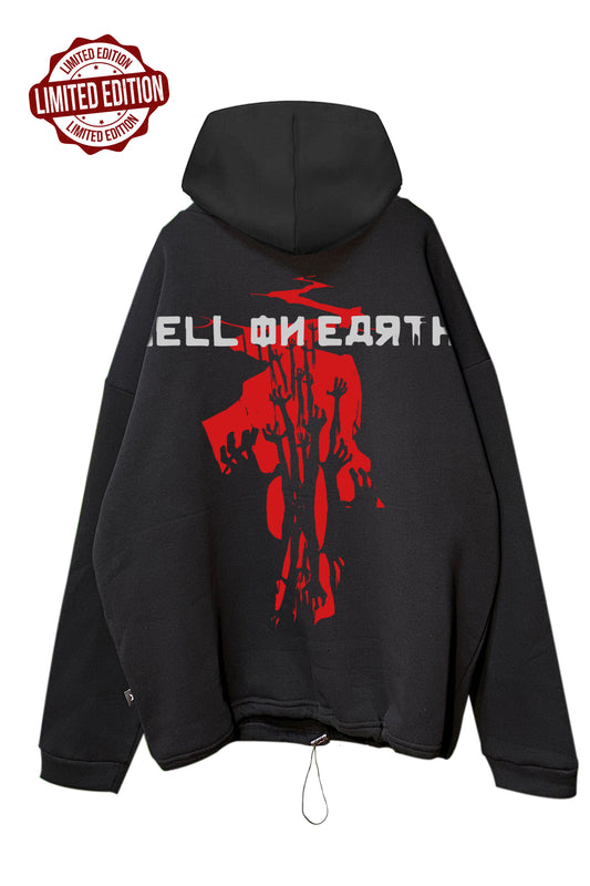 Siyah Kapüşonlu Sweatshirt 'Hell On Earth' hoodie