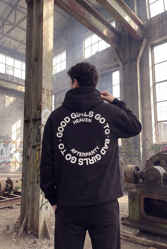 Siyah Kapüşonlu Sweatshirt 'BAD GIRLS GO TO AFTERPARTY' Black Oversize Hoodie