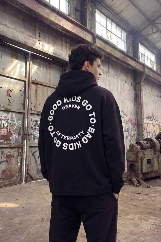 Siyah Kapüşonlu Sweatshirt 'BAD KIDS GO TO AFTERPARTY' Black Oversize Hoodie