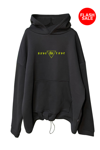 BLACK OVERSIZE HOODIE 'SAVE THE RAVE'