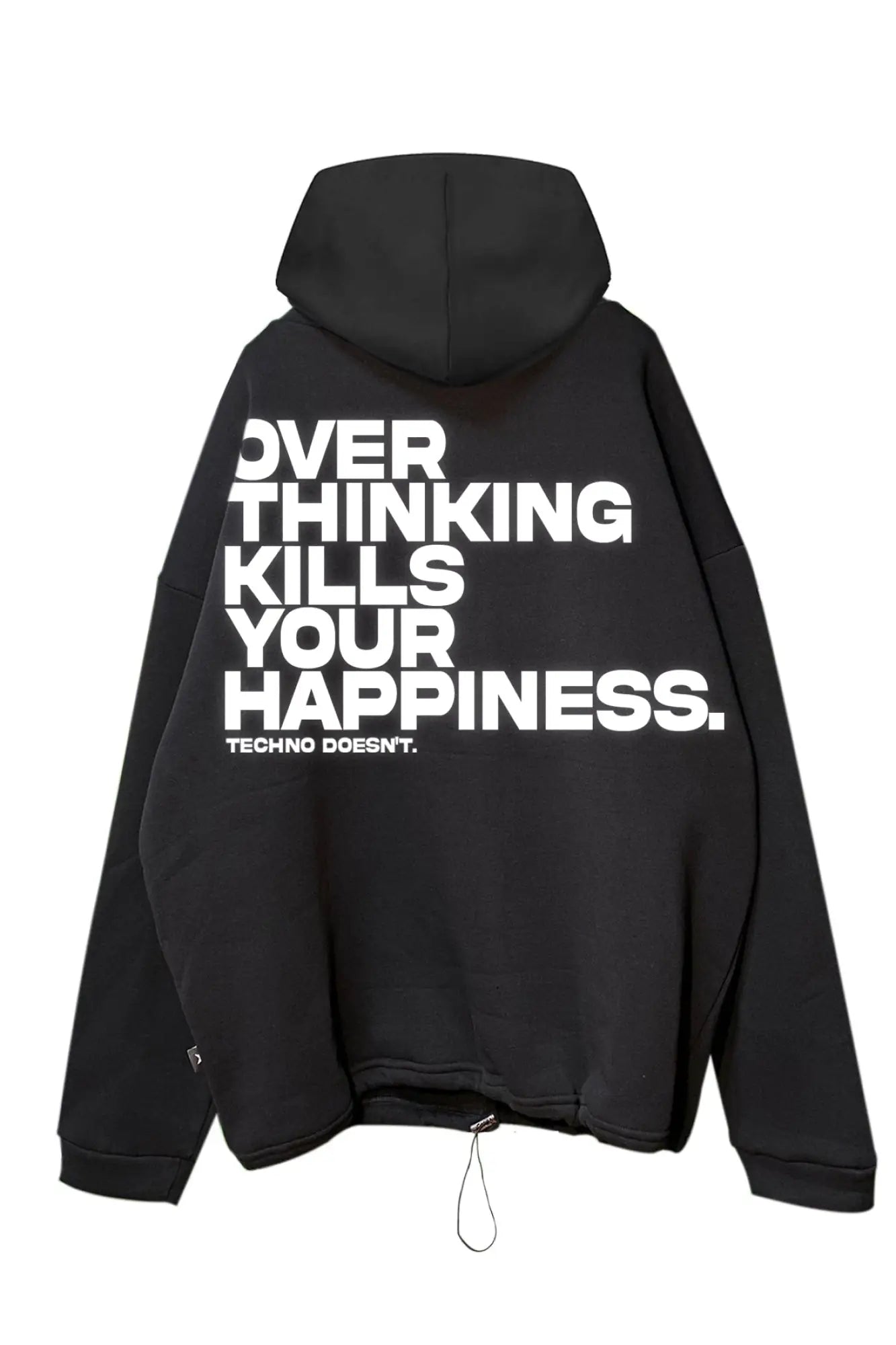 siyah oversize kapüşonlu hoodie – rahat ve modern techno tarzı sweatshirt - streetwear hoodie