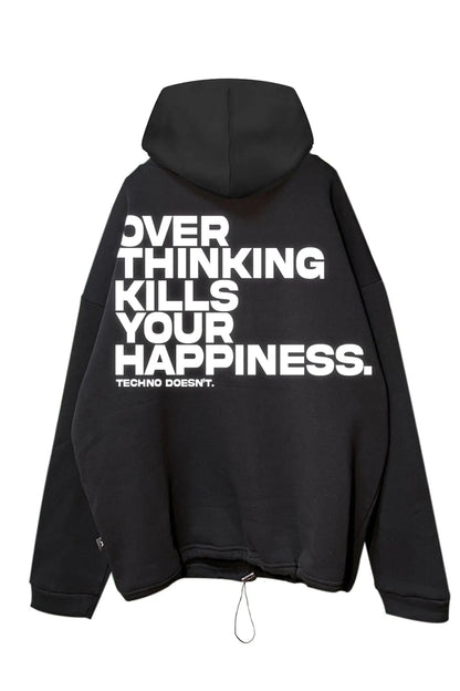 siyah oversize kapüşonlu hoodie – rahat ve modern techno tarzı sweatshirt - streetwear hoodie