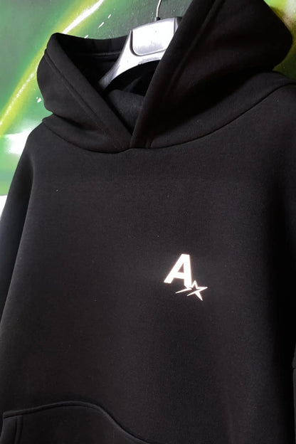 siyah oversize kapüşonlu hoodie – rahat ve modern techno tarzı sweatshirt - streetwear hoodie