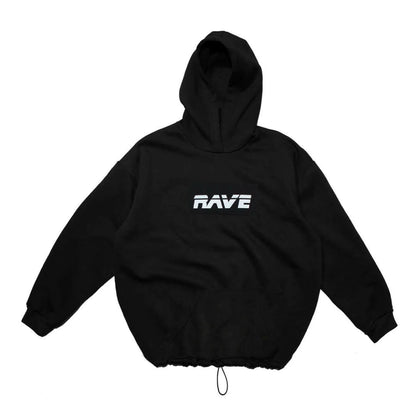 siyah oversize kapüşonlu hoodie – rahat ve modern techno tarzı sweatshirt - streetwear hoodie
