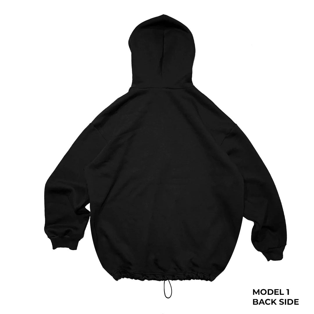 BLACK OVERSIZE HOODIE 'DO NOT INVITE ME TO AFTERS' REFLECTIVE