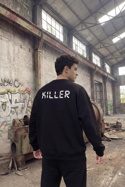 Unisex Siyah Oversize Sweatshirt 'BPM KILLER'
