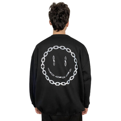 OVERSIZE BLACK SWEATSHIRT 'ACID CHAIN' REFLECTIVE.