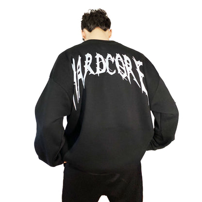 OVERSIZE BLACK SWEATSHIRT 'I AM HARDCORE' REFLECTIVE.