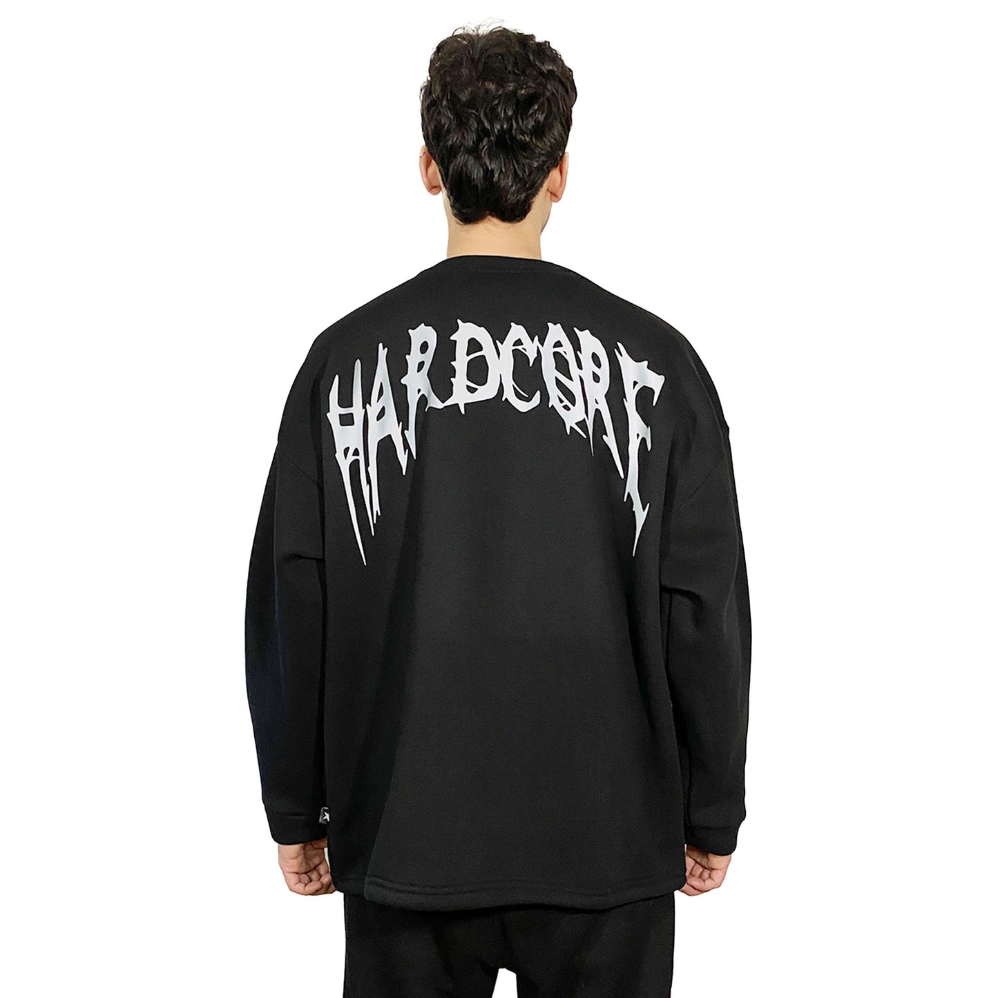 OVERSIZE BLACK SWEATSHIRT 'I AM HARDCORE' REFLECTIVE.