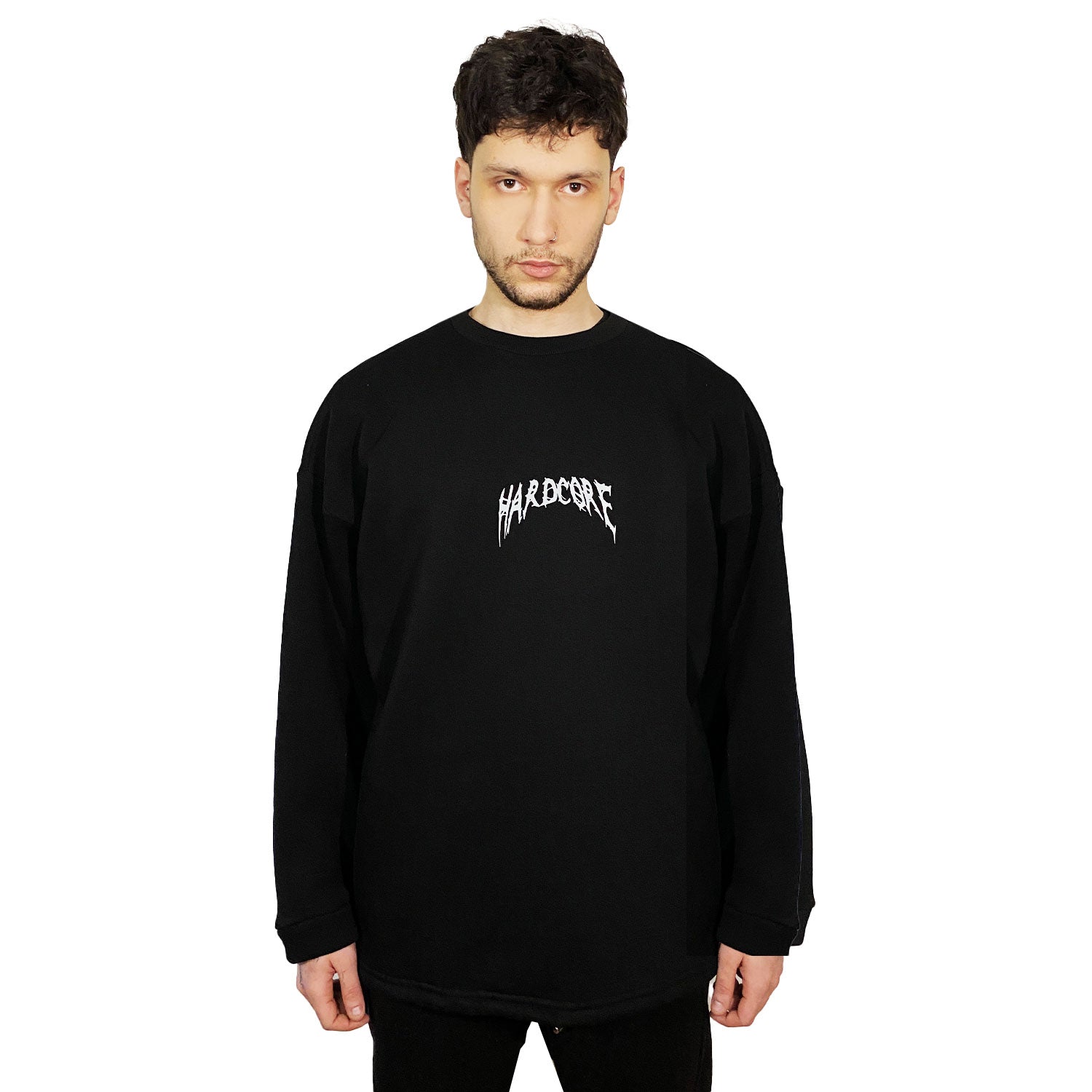 OVERSIZE BLACK SWEATSHIRT 'I AM HARDCORE' REFLECTIVE.