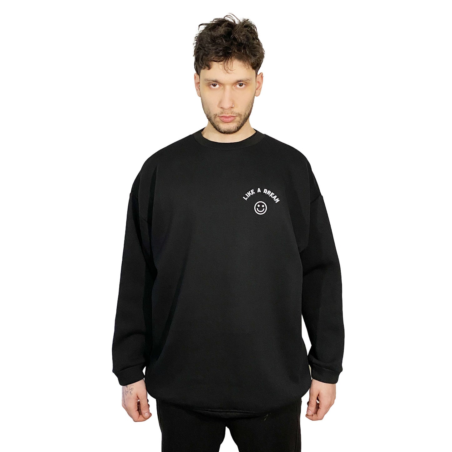 OVERSIZE BLACK SWEATSHIRT 'LIKE A DREAM' REFLECTIVE.