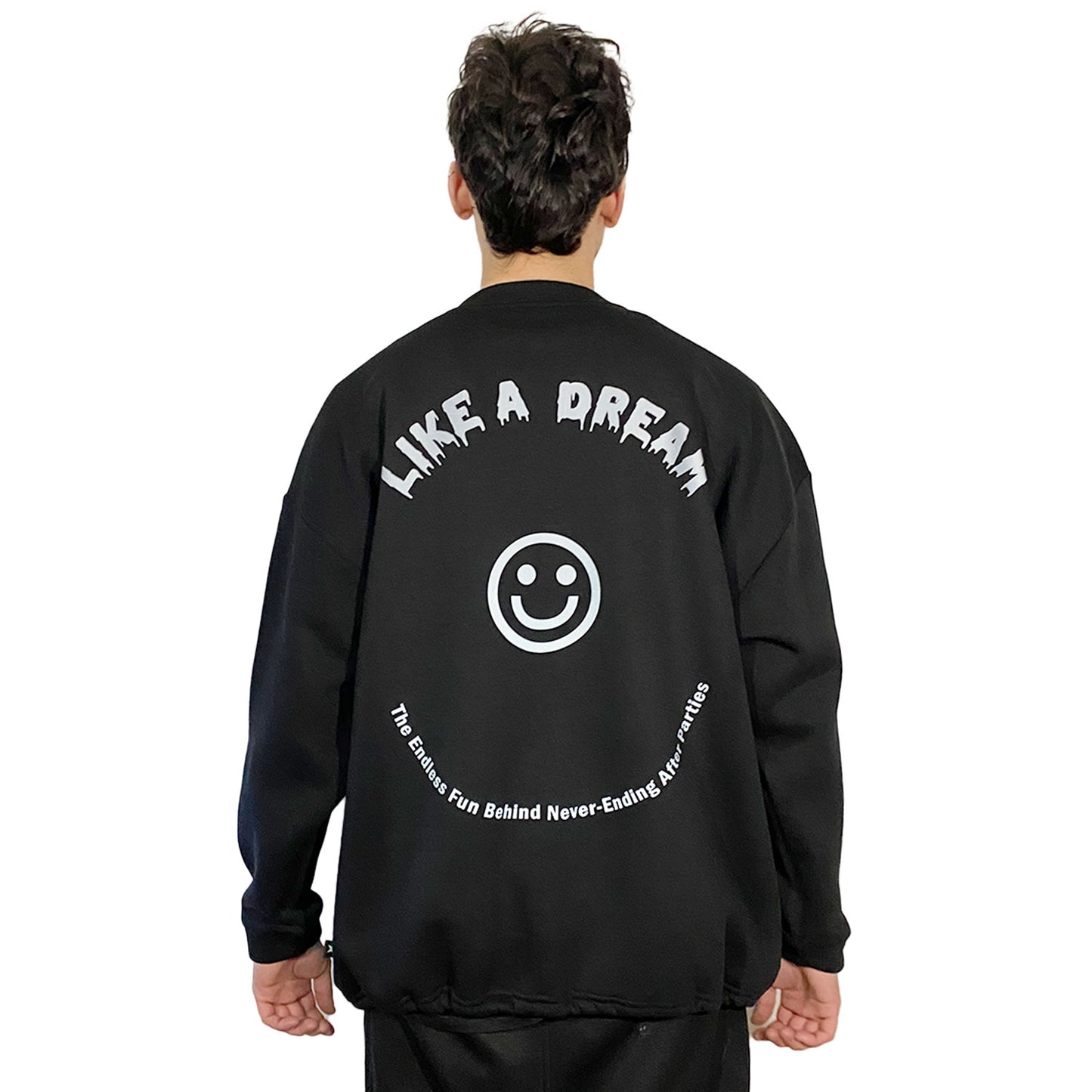 OVERSIZE BLACK SWEATSHIRT 'LIKE A DREAM' REFLECTIVE.